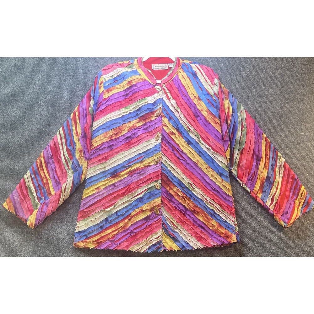 Tie Dye Rainbow Ribbon New Direction Button Up Shirt Women's Large